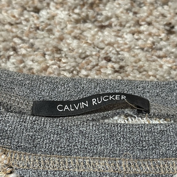 Calvin Rucker Gray Textured Sweater With Gold Thread Detailing - Picture 3 of 4